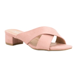 Small Swan Pantuflas de gamuza elegantes rosado 2