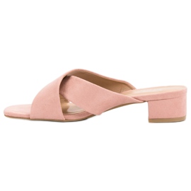 Small Swan Pantuflas de gamuza elegantes rosado 3