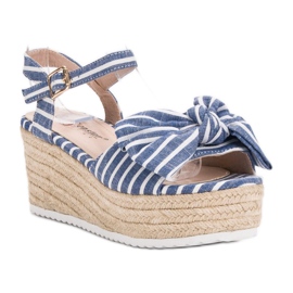 Seastar Sandalias de cuña con lazo azul 4
