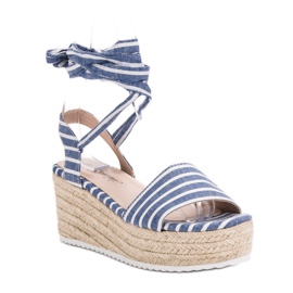 Seastar Sandalias de rayas en cuña azul 2