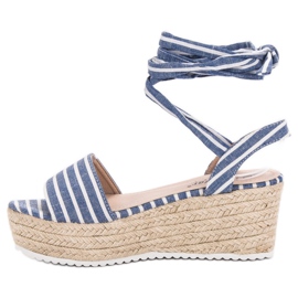 Seastar Sandalias de rayas en cuña azul 3