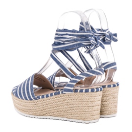 Seastar Sandalias de rayas en cuña azul 4