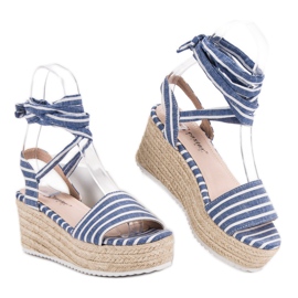 Seastar Sandalias de rayas en cuña azul 5