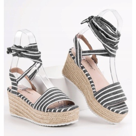 Seastar Sandalias de rayas en cuña gris 4