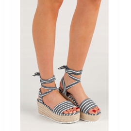 Seastar Sandalias de rayas en cuña gris 6