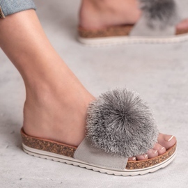 Seastar Pantuflas Con Pompón gris 3