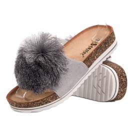 Seastar Pantuflas Con Pompón gris 2