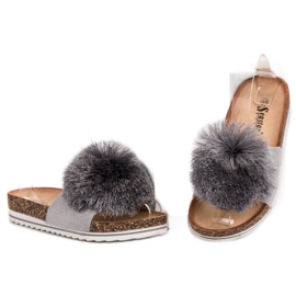 Seastar Pantuflas Con Pompón gris 1