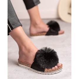 Seastar Pantuflas Con Pompón negro 2