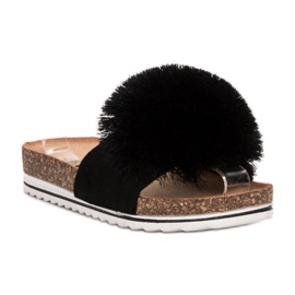 Seastar Pantuflas Con Pompón negro 3
