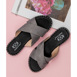 Small Swan Pantuflas de ante grises 6