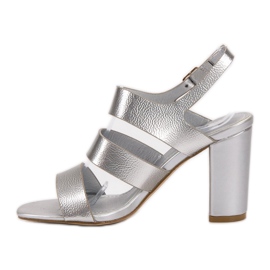 SHELOVET Sandalias de plata en una barra gris 5