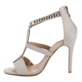 SHELOVET Sandalias sexy en un tacón alto gris 4