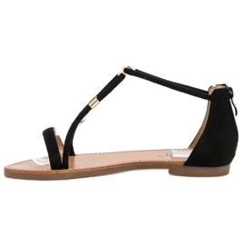 Cm Paris Sandalias planas de ante negro 3