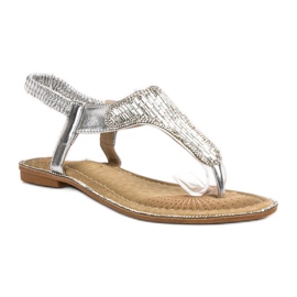 Encor Sandalias con cristales gris 4