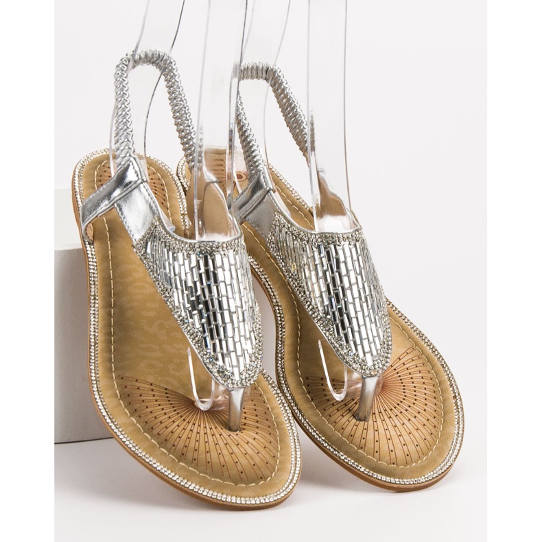 Encor Sandalias japonesas plateadas gris 1