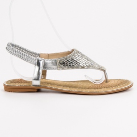 Encor Sandalias japonesas plateadas gris 4