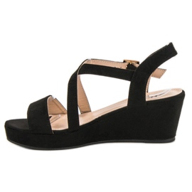 Sandalias de cuña de ante negro 5