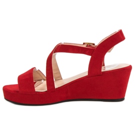 Sandalias de cuña de ante rojo 5