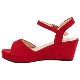 SHELOVET Sandalias de ante rojas rojo 4