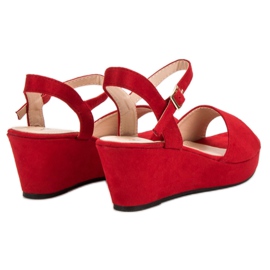 SHELOVET Sandalias de ante rojas rojo 5