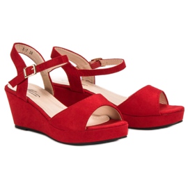SHELOVET Sandalias de ante rojas rojo 6