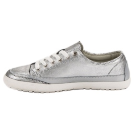 Filippo Zapatillas de cuero plateadas gris 3