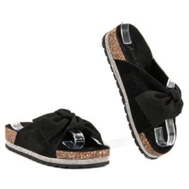 Anesia Paris Pantuflas de Ante con Cristales negro 6