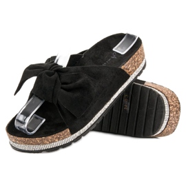Anesia Paris Pantuflas de Ante con Cristales negro 5