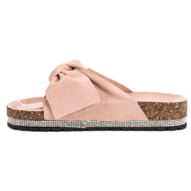 Anesia Paris Pantuflas de Ante con Cristales rosado 1