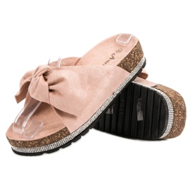Anesia Paris Pantuflas de Ante con Cristales rosado 5