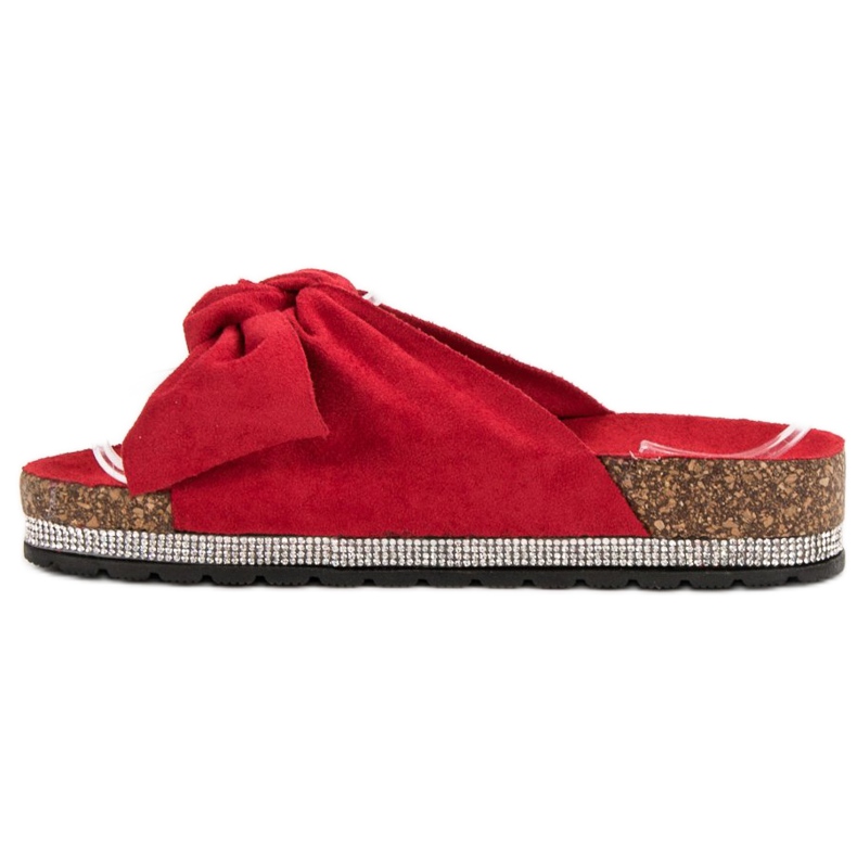 Anesia Paris Pantuflas de Ante con Cristales rojo 1