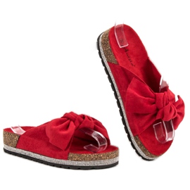 Anesia Paris Pantuflas de Ante con Cristales rojo 4