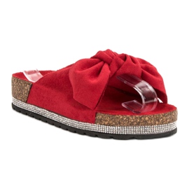 Anesia Paris Pantuflas de Ante con Cristales rojo 6