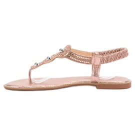 SHELOVET Sandalias con adornos de oro rosa rosado 5