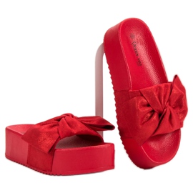 Queen Vivi Zapatillas de ante en la plataforma rojo 5