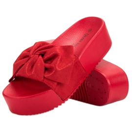 Queen Vivi Zapatillas de ante en la plataforma rojo 4