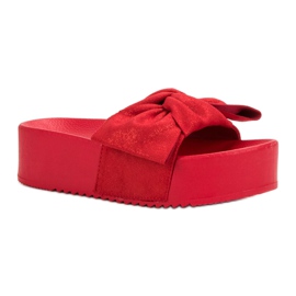 Queen Vivi Zapatillas de ante en la plataforma rojo 2