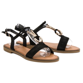 Laura Mode Sandalias de ante negro 7