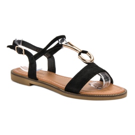 Laura Mode Sandalias de ante negro 4