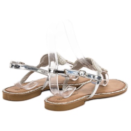 Queentina Cómodas sandalias plateadas gris 5