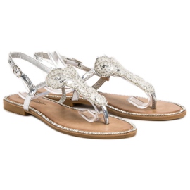 Queentina Cómodas sandalias plateadas gris 6