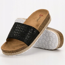 Seastar Pantuflas Negras Con Circonita negro 5