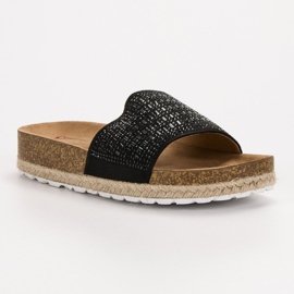 Seastar Pantuflas Negras Con Circonita negro 3