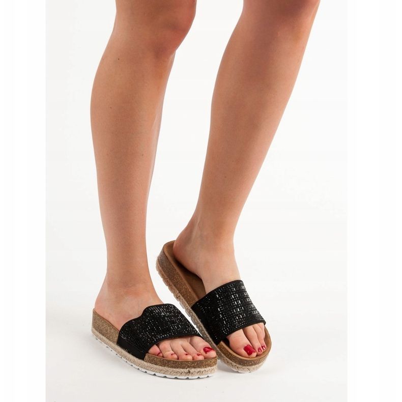 Seastar Pantuflas Negras Con Circonita negro 1 Seastar Pantuflas Negras Con Circonita negro 1