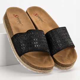 Seastar Pantuflas Negras Con Circonita negro 6