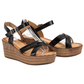 Seastar Sandalias ligeras con tacón de cuña negro 6