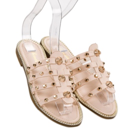 Renda Zapatillas con diamantes de imitación marrón 3