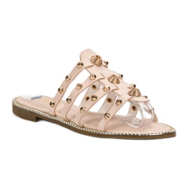 Renda Zapatillas con diamantes de imitación marrón 4