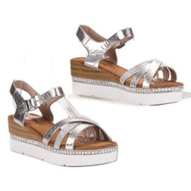 Seastar Sandalias de moda con circonita cúbica gris 4
